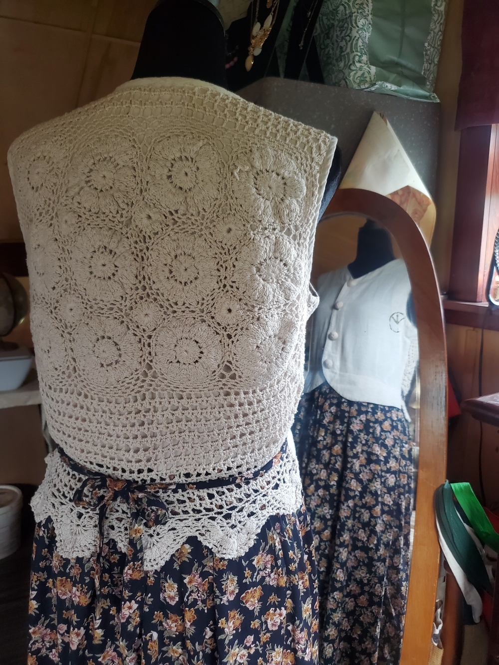 Jamie Brooke Navy Floral Maxi Dress with Cream Bodice - Picture 4 of 7